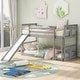 preview thumbnail 1 of 11, Gray Twin over Twin Size Solid Wood Bunk Bed with Ladder, Slide and Fence for Kids, Bedroom Gray