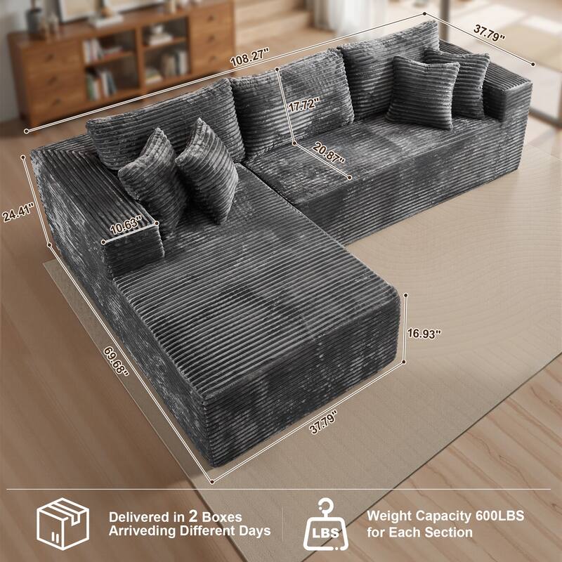 OVIOS All-Foam Plush L-Shaped Sofa​
