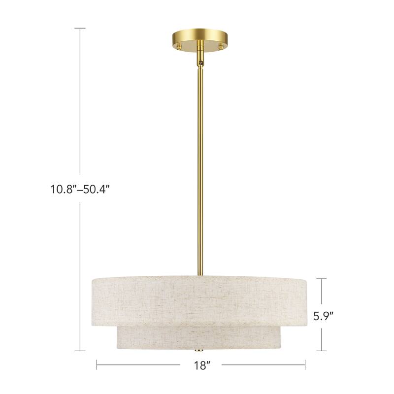 CO-Z 18 in 4-Light Dimmable Semi Flush Mount Fabric Ceiling Light Pendant - 18"