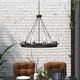 preview thumbnail 2 of 7, Acroma 10-light Farmhouse Black Wagon Wheel Chandelier