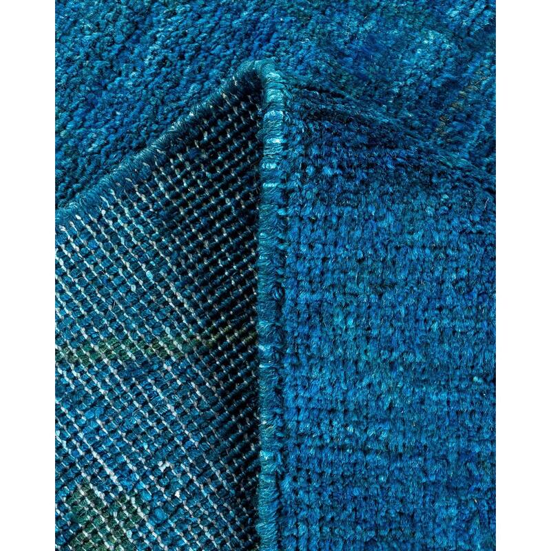 Overton Hand Knotted Wool Vintage Inspired Modern Contemporary Overdyed Blue Area Rug - 4' 3" x 5' 9"