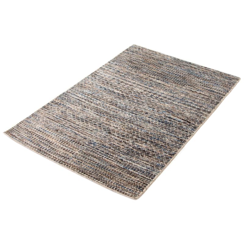 ECARPETGALLERY Hand-knotted Silk Shadow Multi Color Viscose, Wool Rug - 4'0 x 5'11