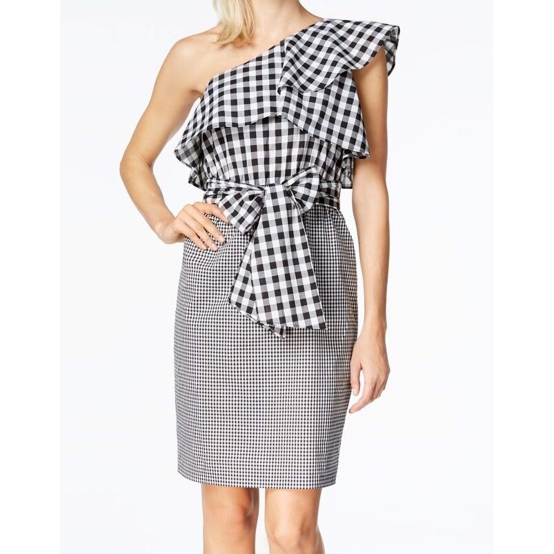 calvin klein black and white gingham dress