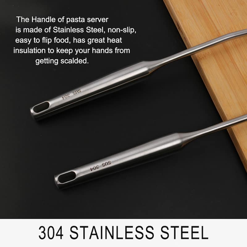 2pcs StainlessSteel Cooking Utensil Set Heat Resistant Seamless Turner - Silver - 13.6" x 3.5"(L*W); 14.8" x 3.9"(L*W)