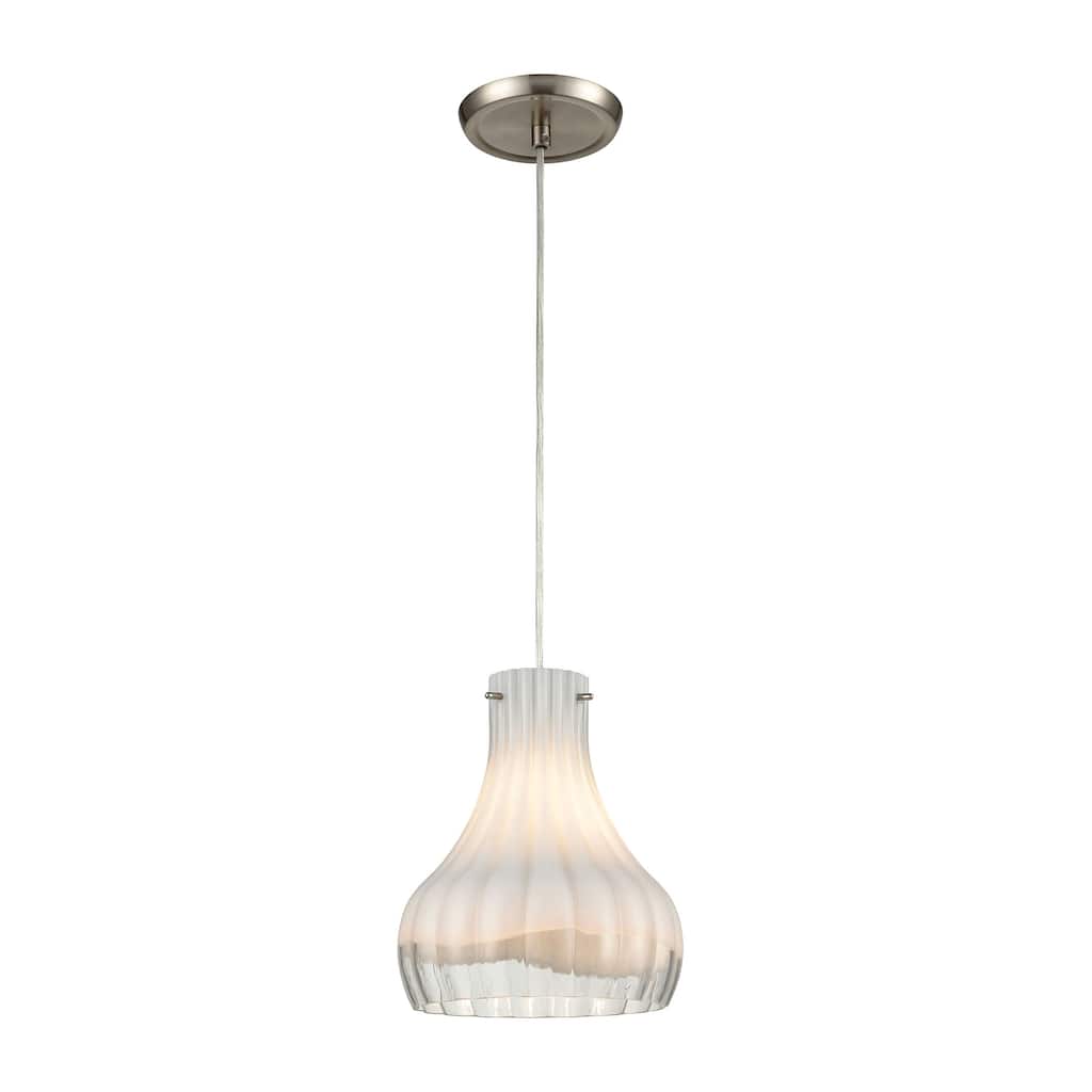 Elk Home Coastal Scallop Satin Nickel With Clear Glass 1 Light Pendant