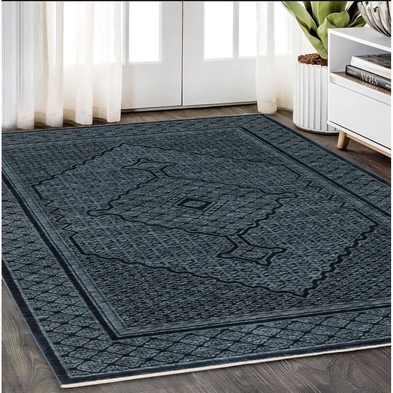 HomeRoots Medallion Traditional Runner Area Rug - 92.52 in. x 62.99 in.  x 0.32 in.
