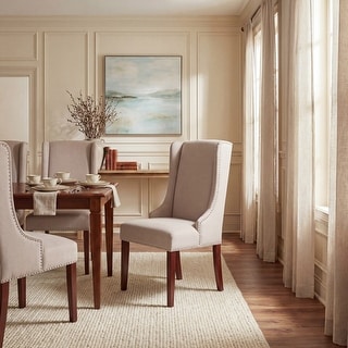 SAFAVIEH Dining Noho Beige Linen Dining Chairs (Set of 2) - 26" W x 22" D x 40" H