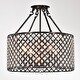 preview thumbnail 9 of 12, Antique Black 4-Light Beaded Drum Crystal Semi Flush Mount