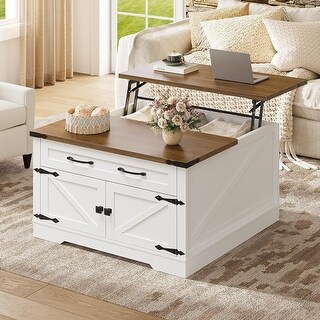 Lift Top Coffee Table with Storage, Square Wooden Design, Hidden ...
