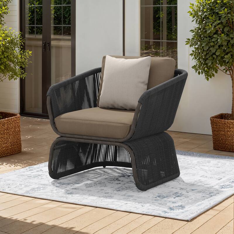 Corvus Ida Outdoor Wicker Club Chair with Sunbrella Cushion and Pillow