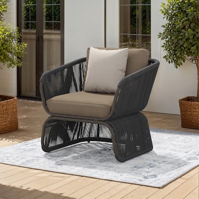 Corvus Ida Outdoor Wicker Club Chair with Sunbrella Cushion and Pillow