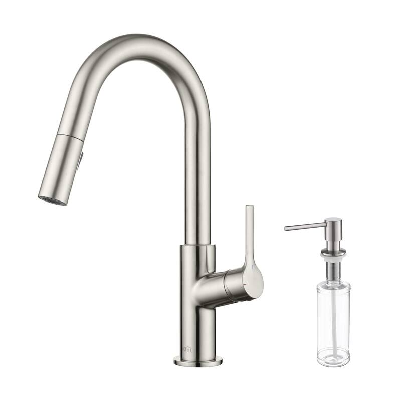 Fusion Single Handle Pull Down Kitchen & Bar Sink Faucet with Soap Dispenser - Brushed Nickel