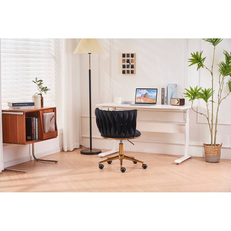 Modern/Luxury Upholstered Adjustable Swivel Office Chair with Wheels