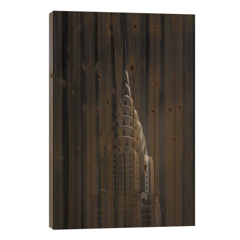 Chrysler Building Print On Wood by Sebastien Del Grosso - Multi-Color - 40x26x1.5