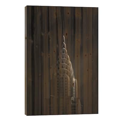 Chrysler Building Print On Wood by Sebastien Del Grosso - Multi-Color