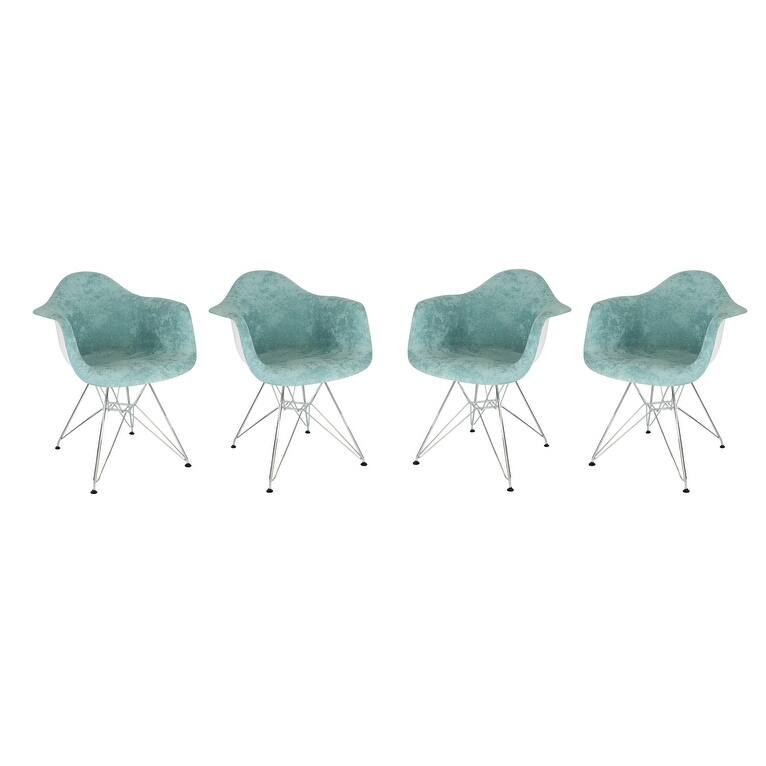 Willow Velvet Accent Armchair with Eiffel Chrome Base Set of 4 by LeisureMod