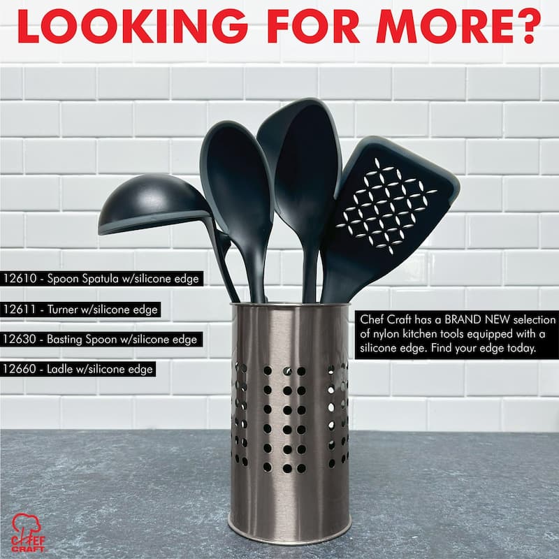 Chef Craft 12-inch Nylon Slotted Turner Spatula with Silicone Edge