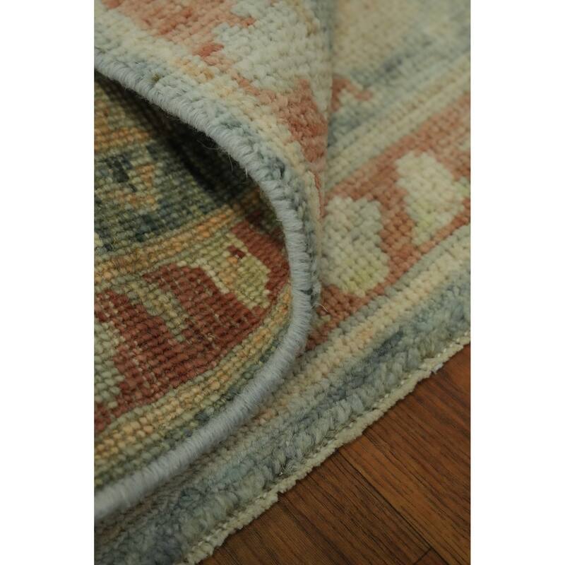 Vegetable Dye Wool Oushak Turkish Foyer Rug, Medallion Geometric Carpet - 2' 11'' X 1' 11''
