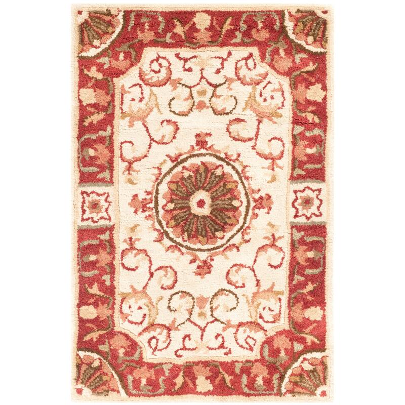 SAFAVIEH Handmade Empire Eftichia Traditional Oriental Wool Rug - 2' x 3' - Ivory/Red