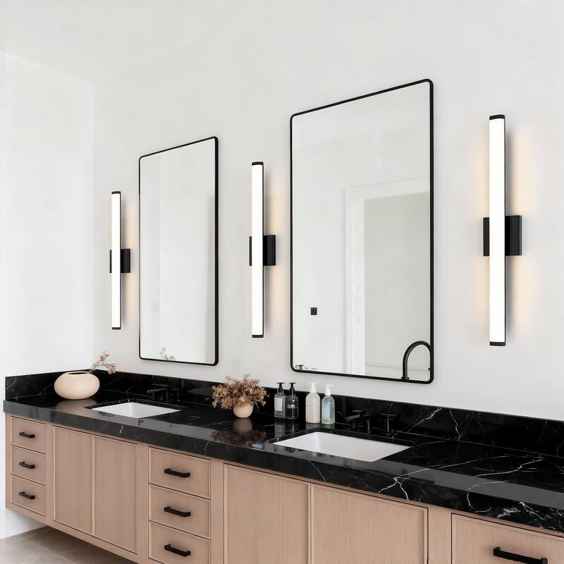 Modern Integrated LED Vanity Light Bar - 6 Variants (24in/30in, Matte Black/Brushed Nickel/Gold), 3000K, Damp Rated for Bathroom