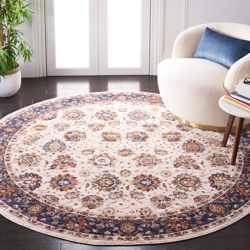 SAFAVIEH Heirloom Maritza Oriental Rug - 6'7" Round - Ivory/Navy