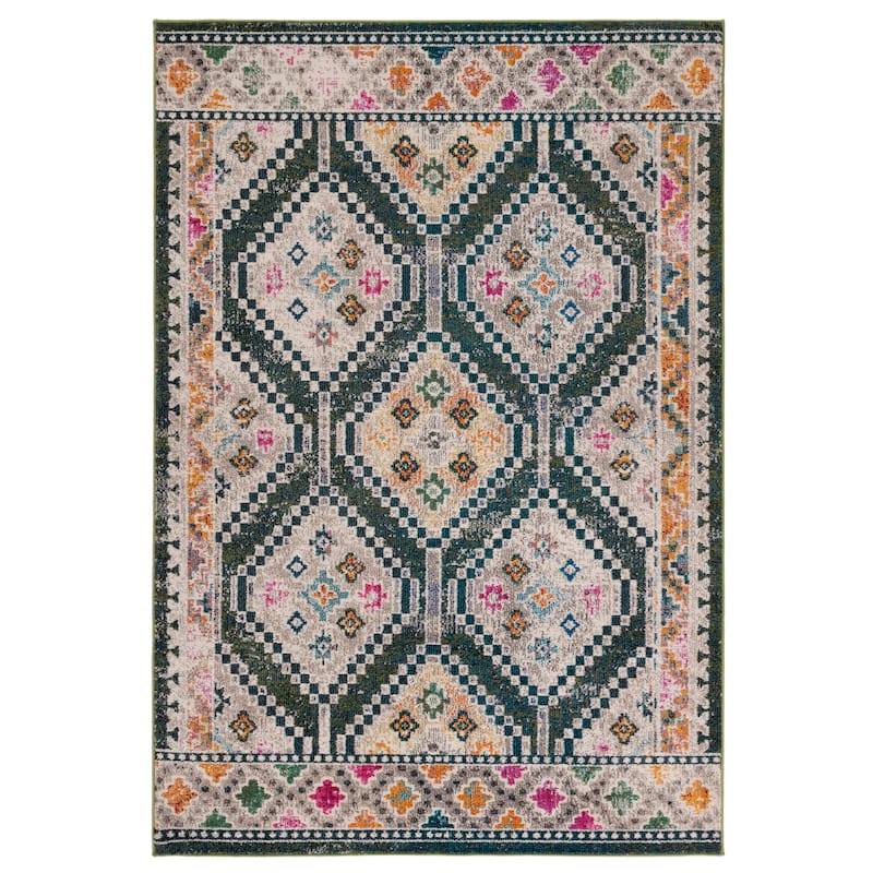 SAFAVIEH Madison Janell Boho Chic Rug - 6' x 9' - Dark Green/Beige