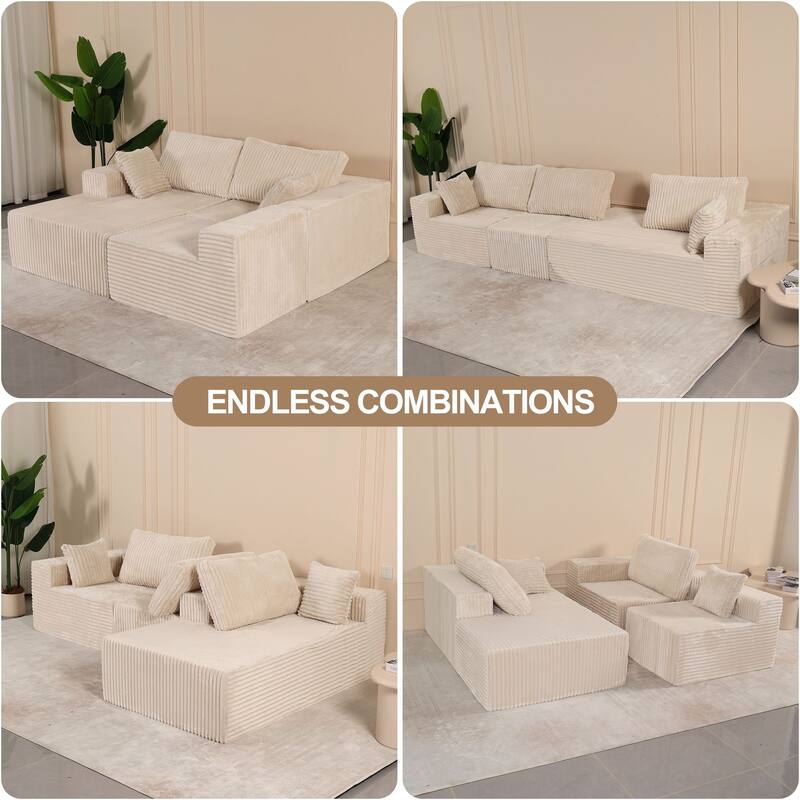 Modular L-Shape Sofa Couch with Deep Seat for Living Room and Bedroom