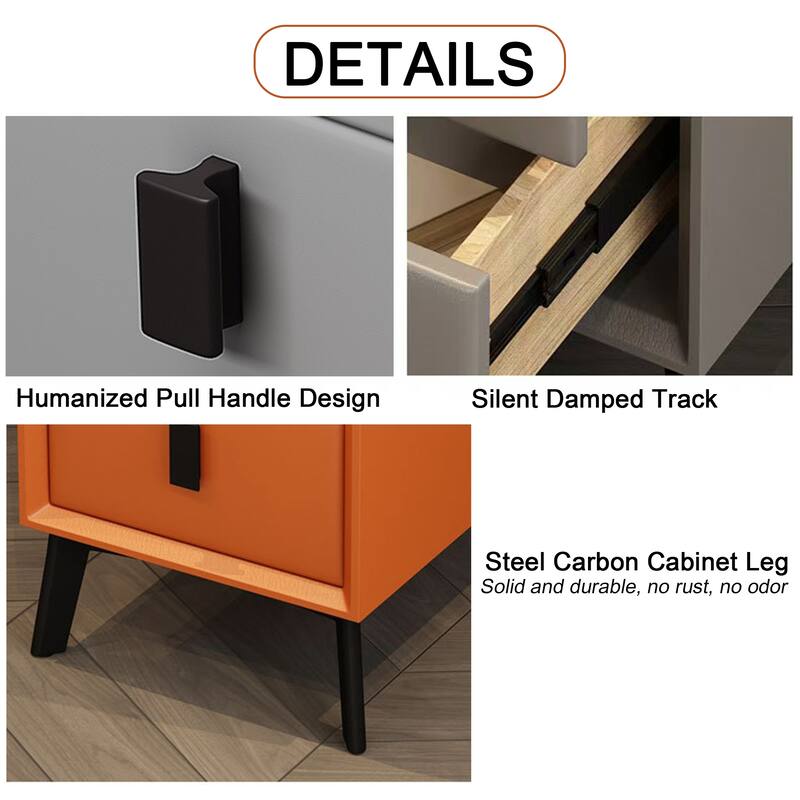 Sunset Orange Smart Nightstand with Wireless Charging