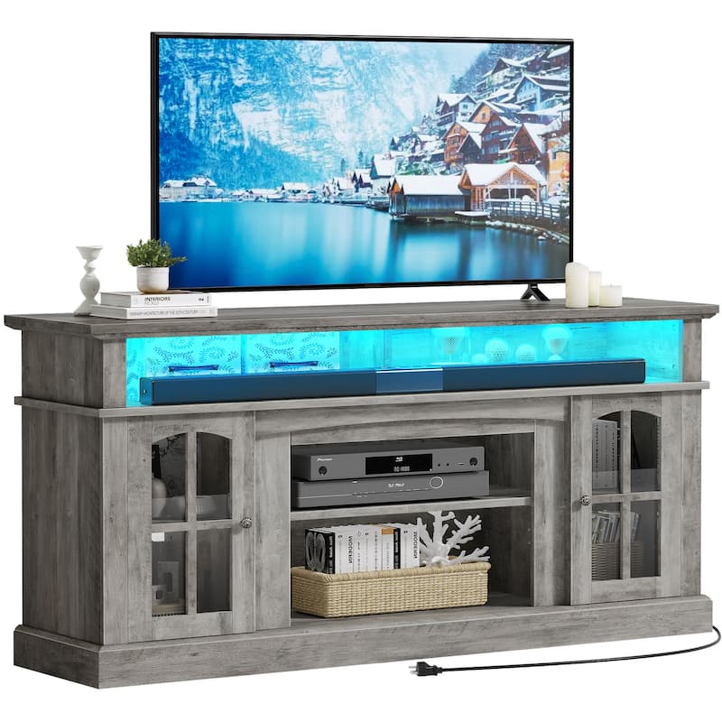 Moasis 58" Highboy TV Stand Farmhouse Entertainment Center Media Console for TV up to 65" - 58 inches - Grey