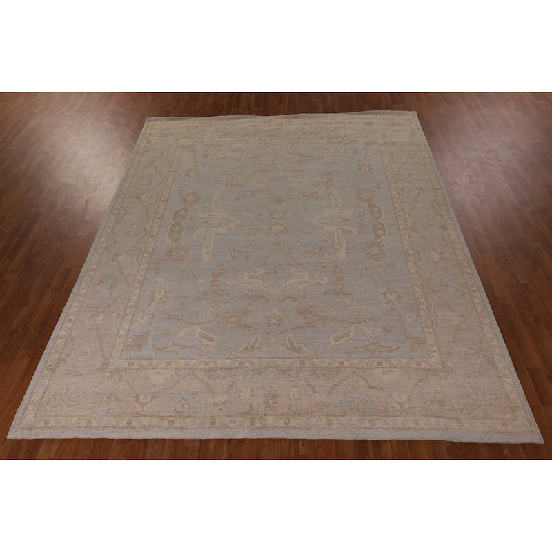 Vegetable Dye Oushak Area Rug Handmade Wool Carpet - 8'2" x 9'7"