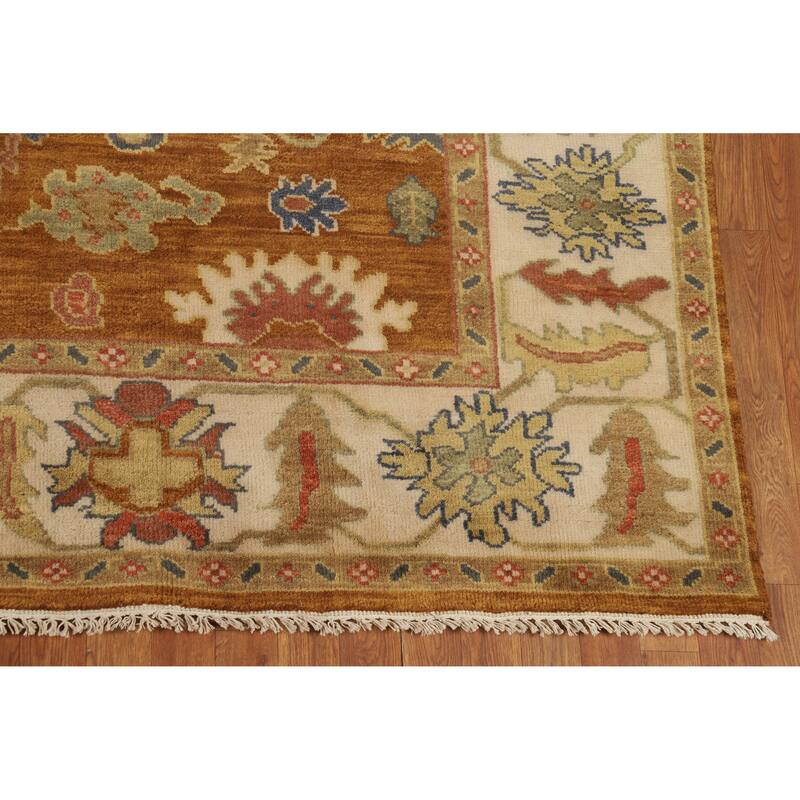 Orange Oushak Indian Area Rug Handmade Wool Carpet - 8'0" x 9'10"