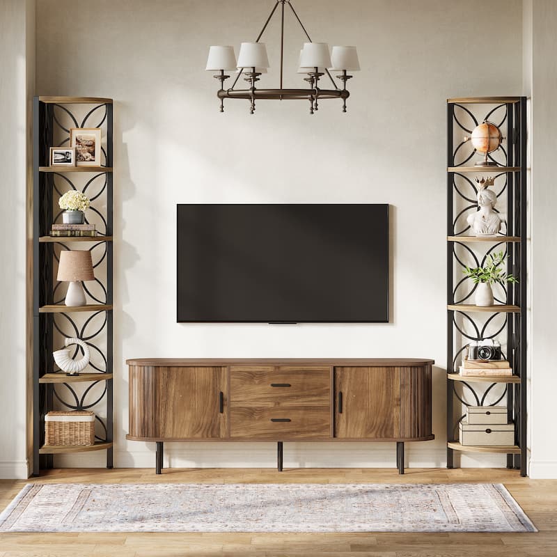 6-Tier Corner Shelf, Industrial 70.9" Rustic Corner Bookshelf Display Shelf