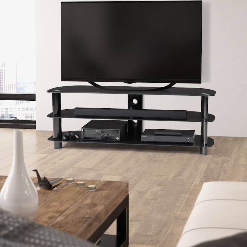 Laguna Corner Satin Black TV Stand, for up to 65" TVs