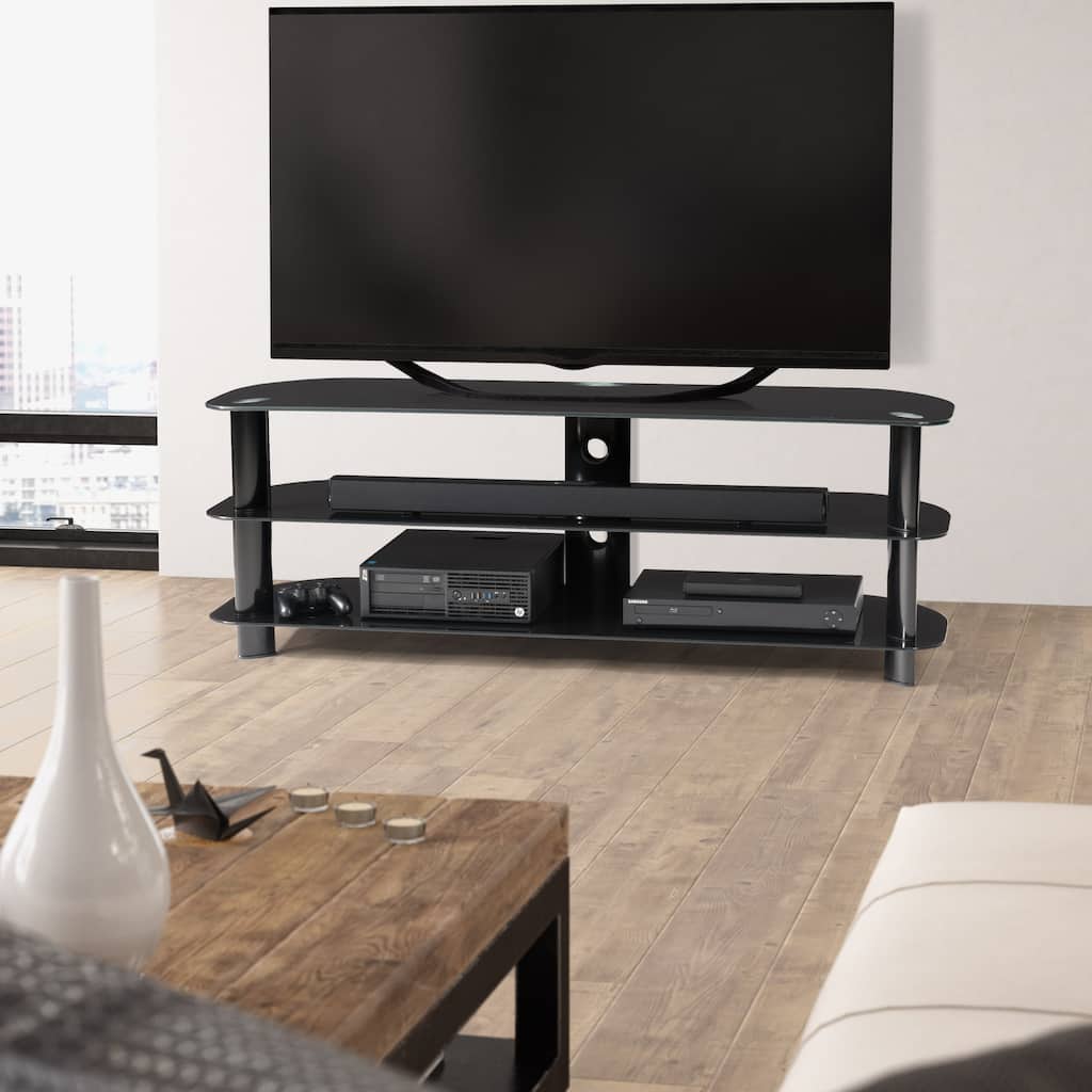 Laguna Corner Satin Black TV Stand, for up to 65" TVs