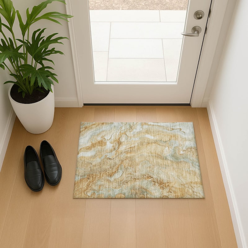 Premium Washable Super Soft Abstract Chic Mayfield Rug - Gold - 1'8" x 2'6"