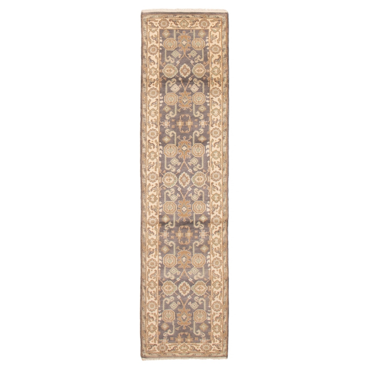 ECARPETGALLERY Hand-knotted Royal Oushak Grey Wool Rug - 2'7 x 10'2