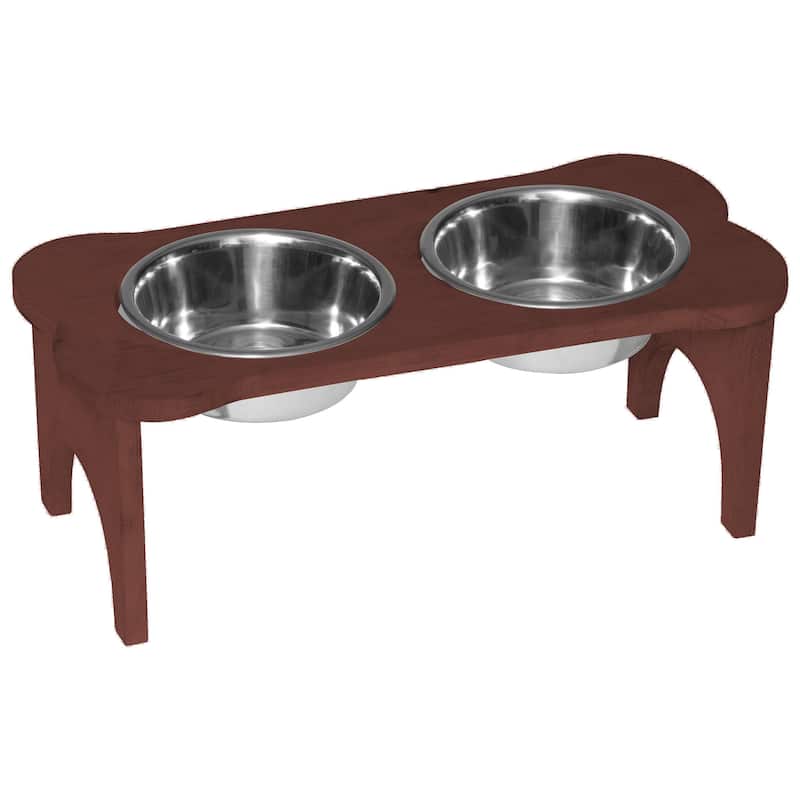 Amish Made Pine Bone-Shaped Dog Dish - Burgundy - Feeder
