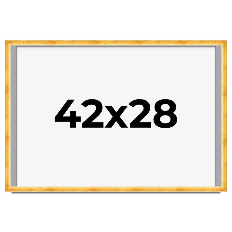 42x28 Shadow Box Frame Gold | 1.625 Inches Deep Real Wood Traditional