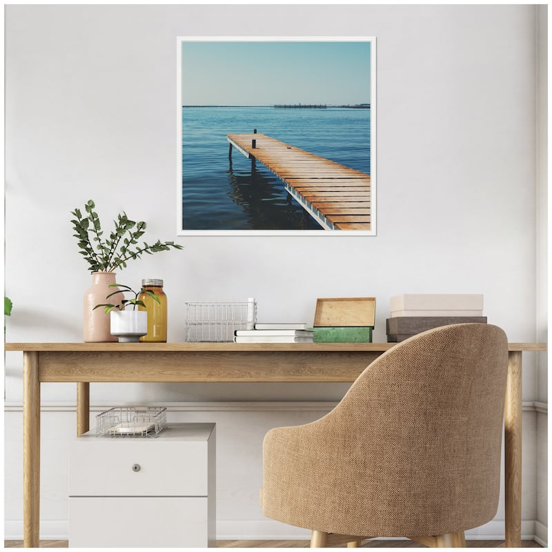 Kate and Laurel Etang de Thau by Laura Evans Framed Canvas Wall Art Print