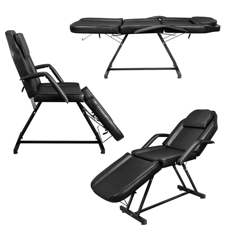 73" Adjustable Beauty Salon Spa Massage Bed Tattoo Chair with stool Black