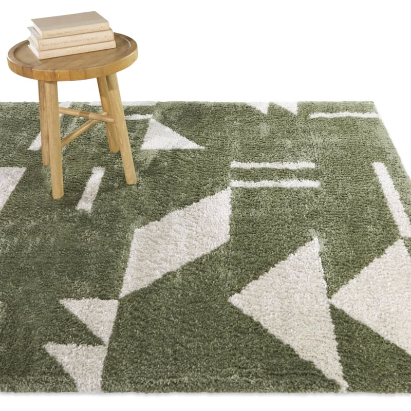 Johan Geometric Modern Area Rug - 4'4" x 6' - Green - Rectangle