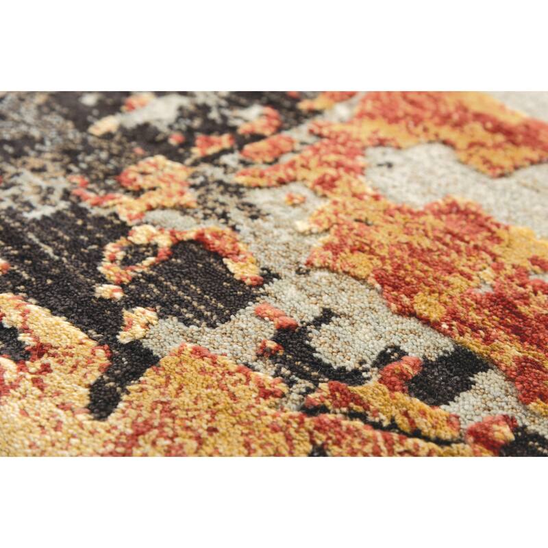Alora Decor Alure Chocolate, Orange, Beige Modern Wool Blend Rug