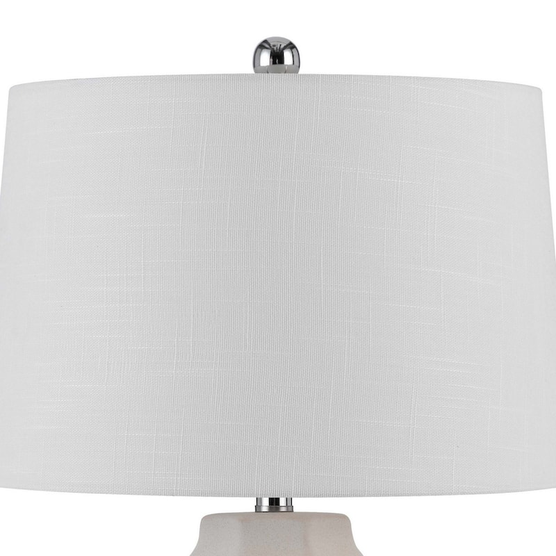 Niu 30 Inch Table Lamp Set of 2, Drum Shade, Sandy White Ceramic Prism Base