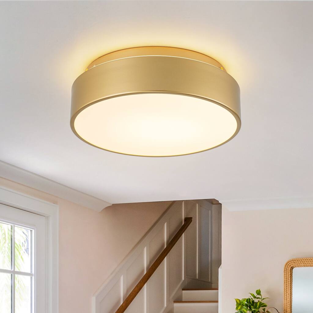 Dimmable LED Flush Mount Ceiling Light with 5-Color Temperature Selectable - 11.4 in W × 3.7 in H