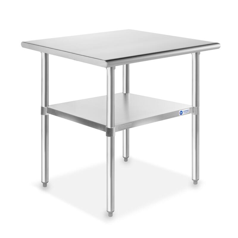 30 x 24in NSF Stainless Steel Commercial Prep Table - Silver