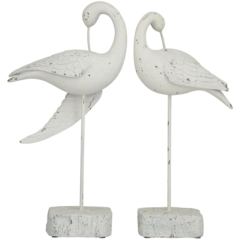 Polystone Bird Decorative Sculpture - Set of 2 White - Roche River Decor