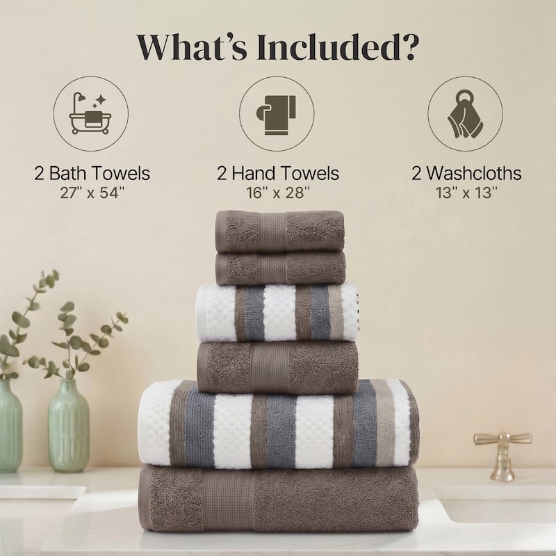 Modern Threads Pax 6-Piece Yarn Dyed 100-Percent Cotton Towel Set