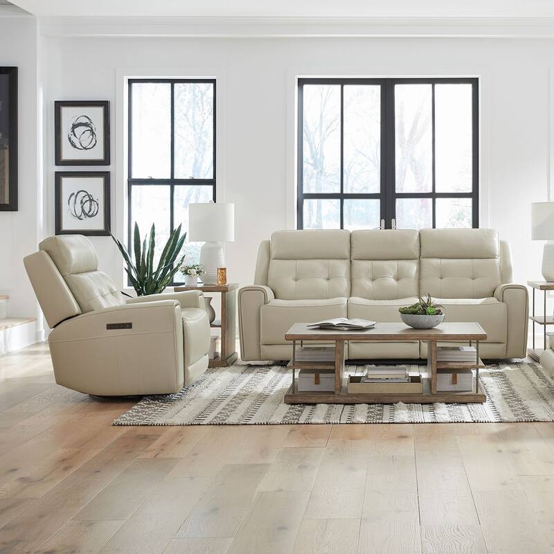 Liberty Furniture Carrington Living Room Sets - Leather Power Sofa, Loveseat, Recliner - Sofa, Recliner Baja Stone Cream