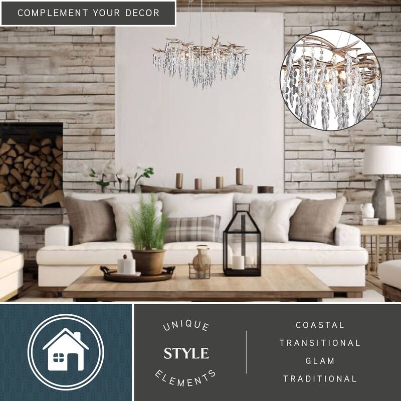 Rainier 5 Light Silver Crystal Waterfall Chandelier - 32-in W x 18.5-in H x 32-in D