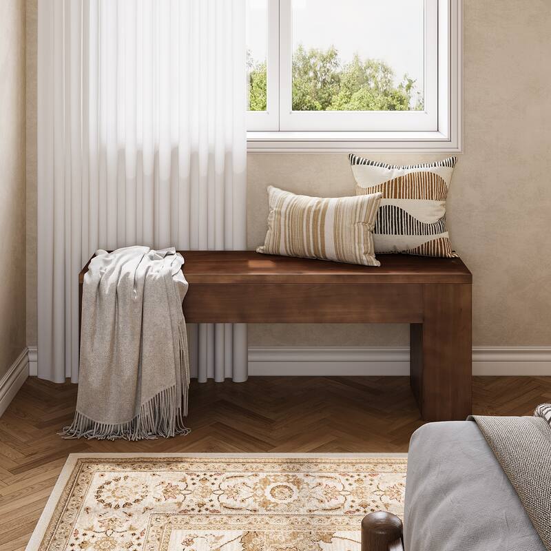 47.24 Inches Solid Wood Bench for Bedroom End of Bed